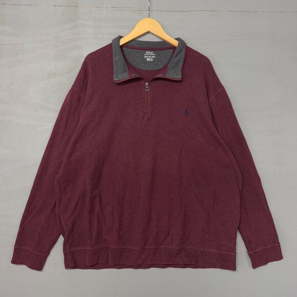 Polo Ralph Lauren 1/4 Zip Burgundy Pullover Sweater 2XLT‎ - Picture 1 of 4